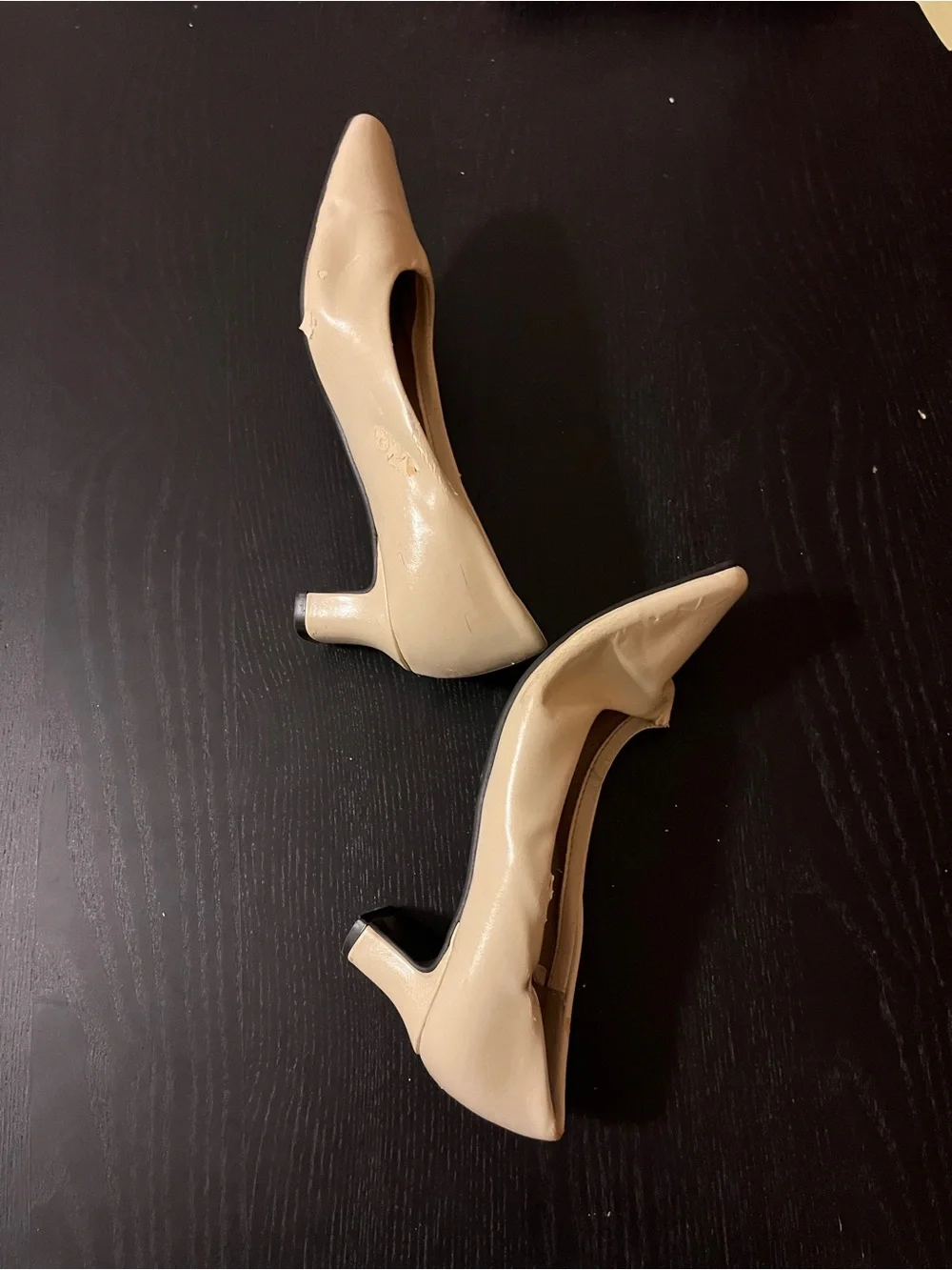 Basic Editions Beige Cream Kitten Heels Pumps Slip On Shoes Size 5W Wide
